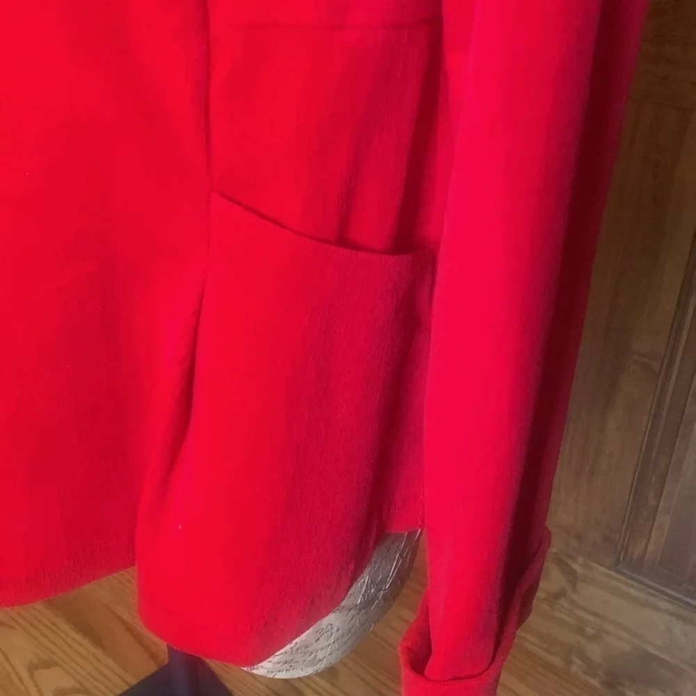 Adele Dallas Orr bright red fine wale corduroy Cropped swing blazer jacket Sz XS
